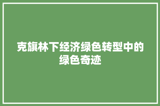 克旗林下经济绿色转型中的绿色奇迹 克旗林下经济绿色转型中的绿色奇迹