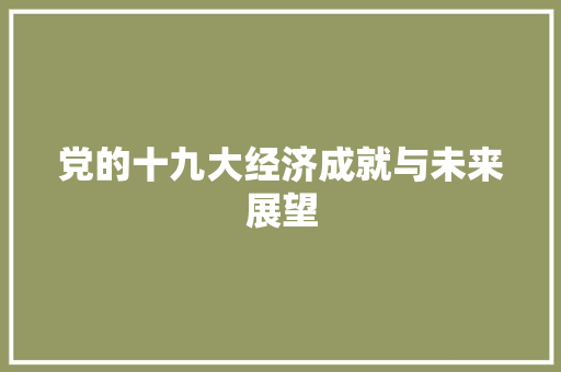 党的十九大经济成就与未来展望 党的十九大经济成就与未来展望