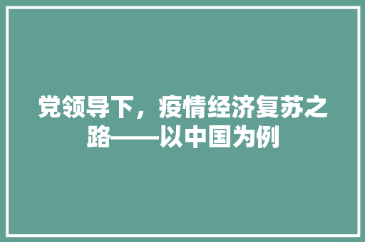 党领导下,疫情经济复苏之路——以中国为例 党领导下,疫情经济复苏之路——以中国为例