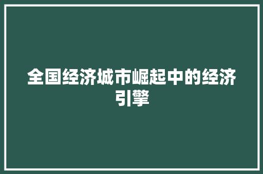 全国经济城市崛起中的经济引擎 全国经济城市崛起中的经济引擎