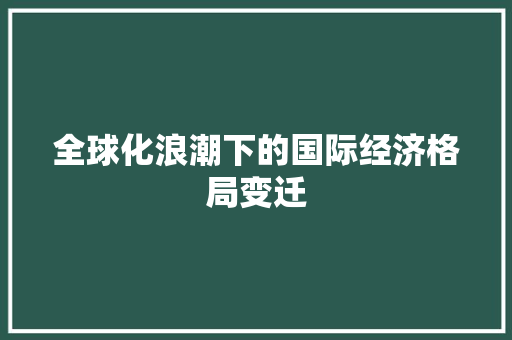全球化浪潮下的国际经济格局变迁 全球化浪潮下的国际经济格局变迁