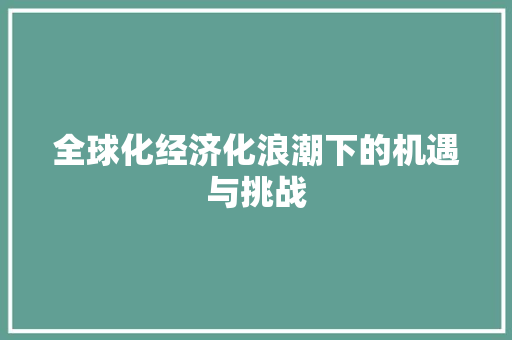 全球化经济化浪潮下的机遇与挑战 全球化经济化浪潮下的机遇与挑战