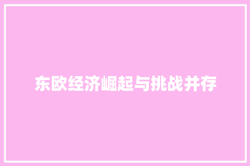 东欧经济崛起与挑战并存 东欧经济崛起与挑战并存