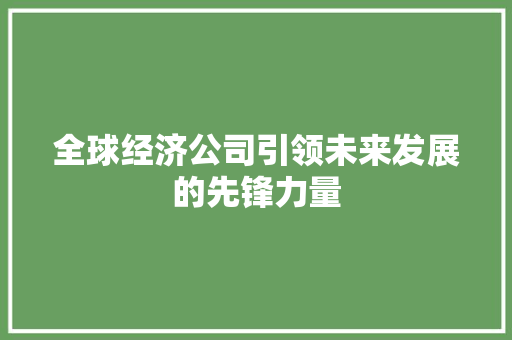 全球经济公司引领未来发展的先锋力量 全球经济公司引领未来发展的先锋力量