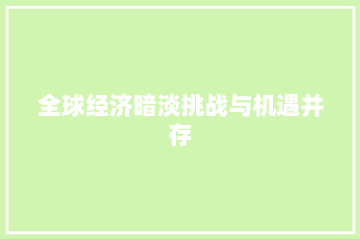 全球经济暗淡挑战与机遇并存 全球经济暗淡挑战与机遇并存