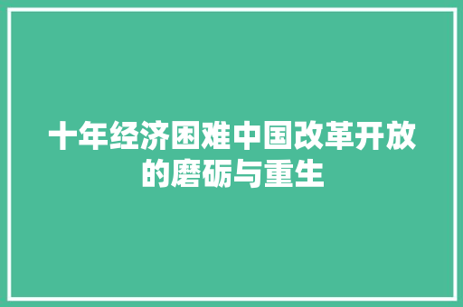 十年经济困难中国改革开放的磨砺与重生 十年经济困难中国改革开放的磨砺与重生
