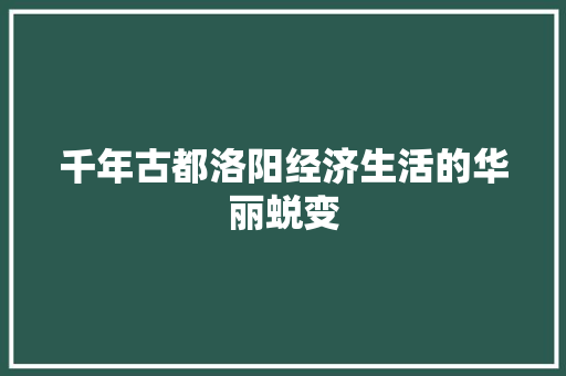 千年古都洛阳经济生活的华丽蜕变 千年古都洛阳经济生活的华丽蜕变