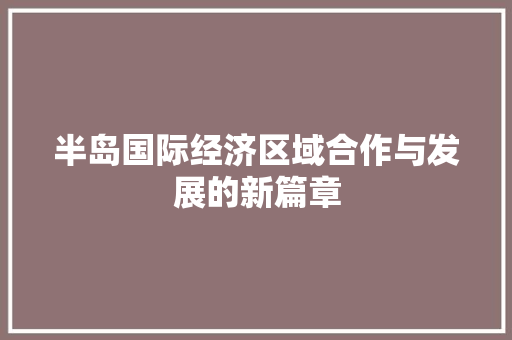 半岛国际经济区域合作与发展的新篇章 半岛国际经济区域合作与发展的新篇章