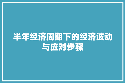 半年经济周期下的经济波动与应对步骤 半年经济周期下的经济波动与应对步骤