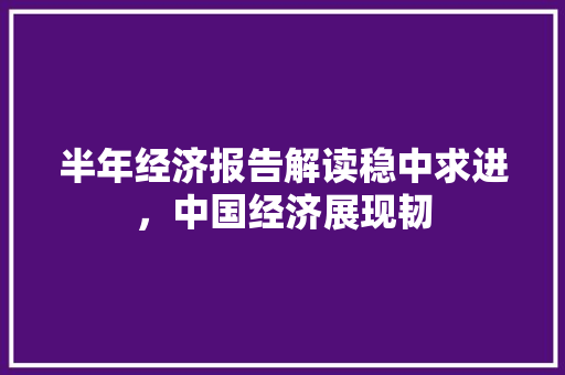半年经济报告解读稳中求进,中国经济展现韧 半年经济报告解读稳中求进,中国经济展现韧