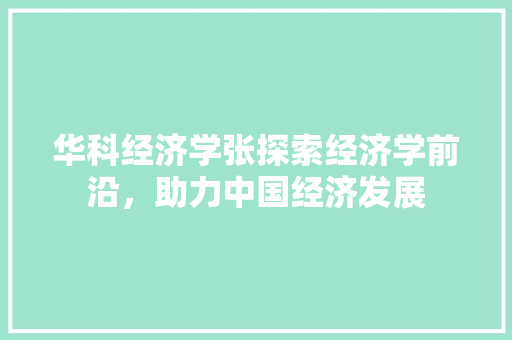 华科经济学张探索经济学前沿,助力中国经济发展 华科经济学张探索经济学前沿,助力中国经济发展