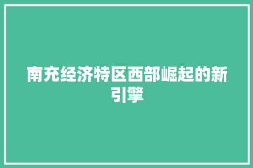 南充经济特区西部崛起的新引擎 南充经济特区西部崛起的新引擎