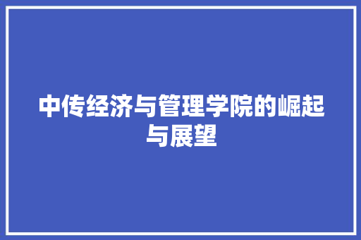 中传经济与管理学院的崛起与展望 中传经济与管理学院的崛起与展望
