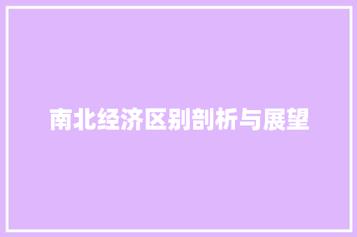 南北经济区别剖析与展望 南北经济区别剖析与展望