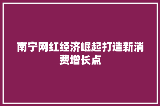 南宁网红经济崛起打造新消费增长点 南宁网红经济崛起打造新消费增长点