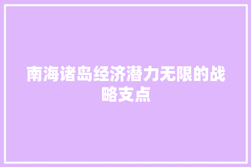 南海诸岛经济潜力无限的战略支点 南海诸岛经济潜力无限的战略支点
