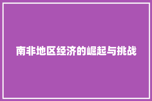 南非地区经济的崛起与挑战 南非地区经济的崛起与挑战