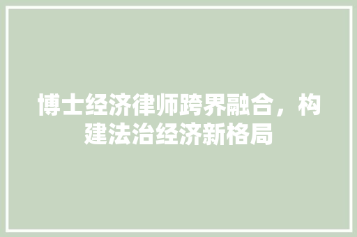 博士经济律师跨界融合,构建法治经济新格局 博士经济律师跨界融合,构建法治经济新格局