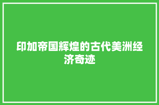 印加帝国辉煌的古代美洲经济奇迹 印加帝国辉煌的古代美洲经济奇迹