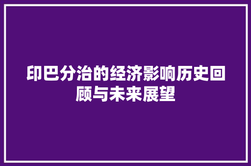 印巴分治的经济影响历史回顾与未来展望 印巴分治的经济影响历史回顾与未来展望