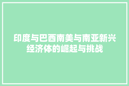 印度与巴西南美与南亚新兴经济体的崛起与挑战 印度与巴西南美与南亚新兴经济体的崛起与挑战