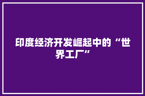 印度经济开发崛起中的“世界工厂” 印度经济开发崛起中的“世界工厂”