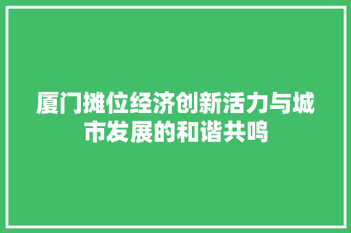 厦门摊位经济创新活力与城市发展的和谐共鸣