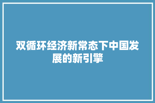 双循环经济新常态下中国发展的新引擎 双循环经济新常态下中国发展的新引擎