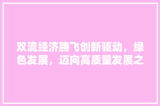 双流经济腾飞创新驱动,绿色发展,迈向高质量发展之路 双流经济腾飞创新驱动,绿色发展,迈向高质量发展之路
