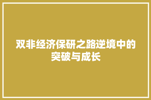 双非经济保研之路逆境中的突破与成长 双非经济保研之路逆境中的突破与成长