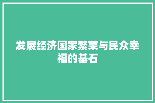 发展经济国家繁荣与民众幸福的基石 发展经济国家繁荣与民众幸福的基石