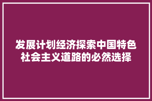 发展计划经济探索中国特色社会主义道路的必然选择 发展计划经济探索中国特色社会主义道路的必然选择