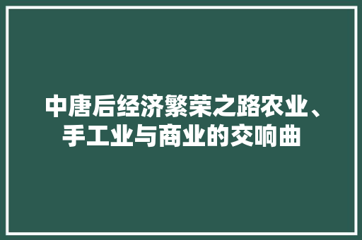 中唐后经济繁荣之路农业、手工业与商业的交响曲