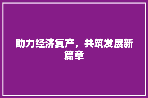 助力经济复产,共筑发展新篇章 助力经济复产,共筑发展新篇章