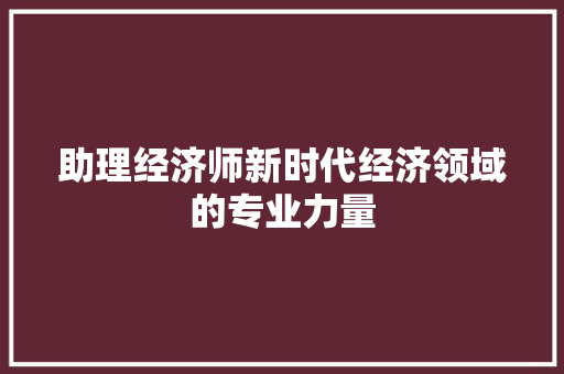 助理经济师新时代经济领域的专业力量 助理经济师新时代经济领域的专业力量