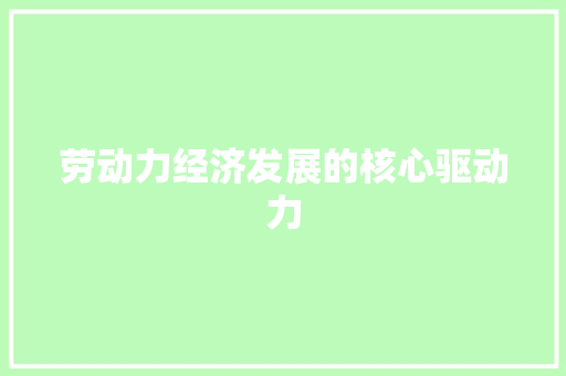 劳动力经济发展的核心驱动力 劳动力经济发展的核心驱动力