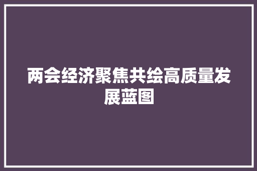 两会经济聚焦共绘高质量发展蓝图 两会经济聚焦共绘高质量发展蓝图