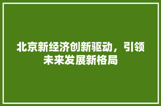 北京新经济创新驱动,引领未来发展新格局 北京新经济创新驱动,引领未来发展新格局