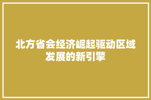 北方省会经济崛起驱动区域发展的新引擎 北方省会经济崛起驱动区域发展的新引擎