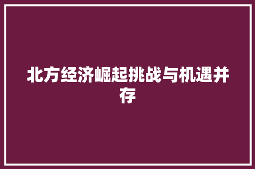 北方经济崛起挑战与机遇并存 北方经济崛起挑战与机遇并存