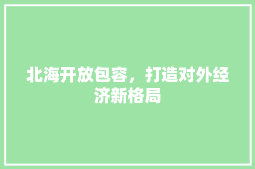 北海开放包容,打造对外经济新格局 北海开放包容,打造对外经济新格局