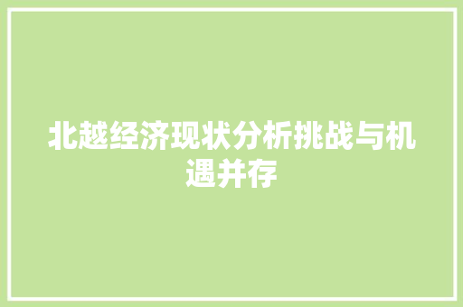 北越经济现状分析挑战与机遇并存 北越经济现状分析挑战与机遇并存