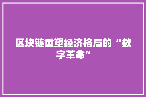 区块链重塑经济格局的“数字革命” 区块链重塑经济格局的“数字革命”