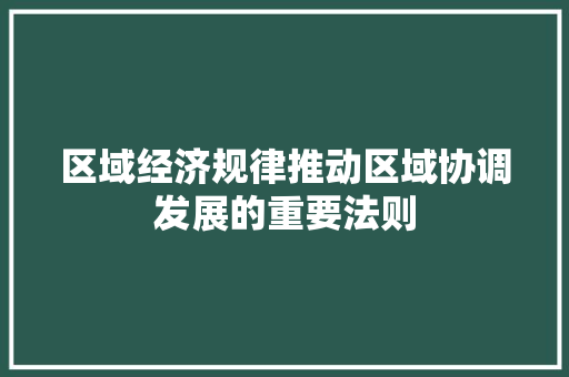 区域经济规律推动区域协调发展的重要法则 区域经济规律推动区域协调发展的重要法则