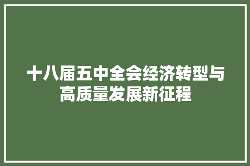 十八届五中全会经济转型与高质量发展新征程 十八届五中全会经济转型与高质量发展新征程