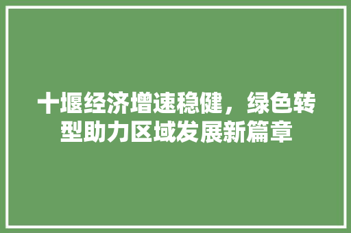 十堰经济增速稳健,绿色转型助力区域发展新篇章 十堰经济增速稳健,绿色转型助力区域发展新篇章