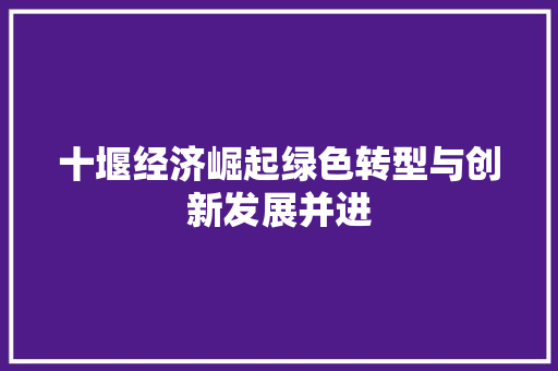 十堰经济崛起绿色转型与创新发展并进 十堰经济崛起绿色转型与创新发展并进