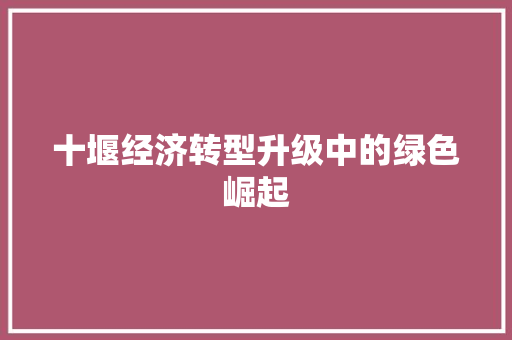 十堰经济转型升级中的绿色崛起 十堰经济转型升级中的绿色崛起