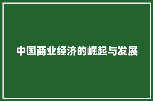 中国商业经济的崛起与发展 中国商业经济的崛起与发展