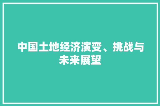 中国土地经济演变、挑战与未来展望 中国土地经济演变、挑战与未来展望